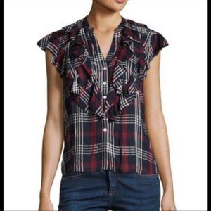 Veronica Beard Finley ruffle plaid top 2